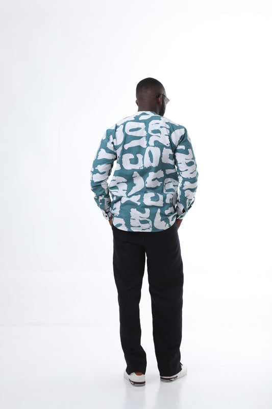 Adire Shirt x Black Linen Trousers