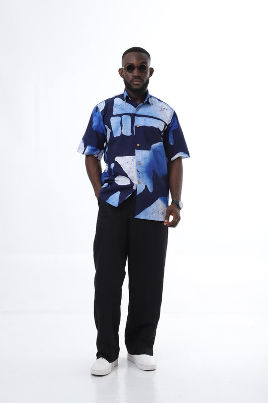 Adire Shirt & Linen Trousers Set